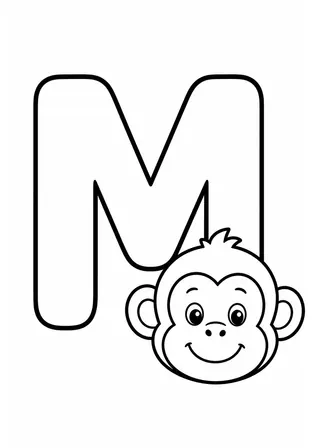Letter M Monkey Coloring Page