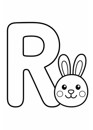 Letter R Rabbit Coloring Page