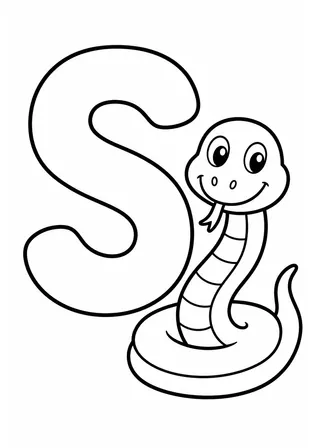 Letter S Snake Coloring Page