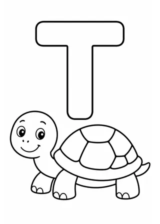 Letter T Turtle Coloring Page