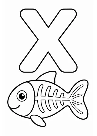 Letter X X Ray Fish Coloring Page
