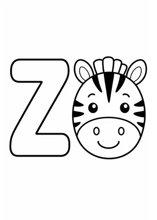 Letter Z Zebra Coloring Page