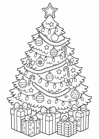 christmas tree coloring page printable black and white coloring page