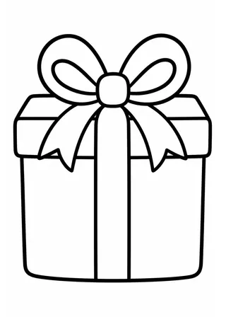 Easy Gift Box Coloring Page