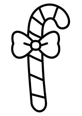 Simple Christmas Candy Cane Coloring Page