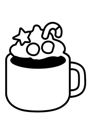 Simple Christmas Hot Cocoa Mug Coloring Page