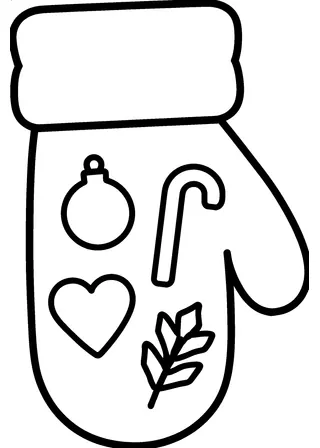 Simple Christmas Mitten Coloring Page
