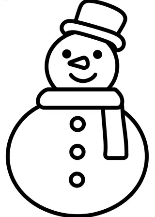 Simple Christmas Snowman Coloring Page