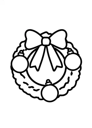 Simple Christmas Wreath Coloring Page