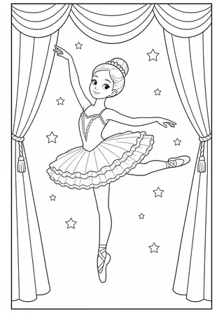 ballerina coloring book pages printable black and white coloring page