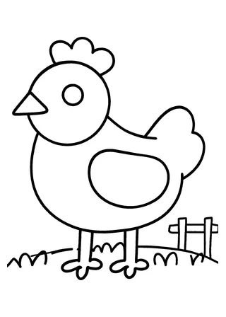 Easy Farm Chicken Coloring Page