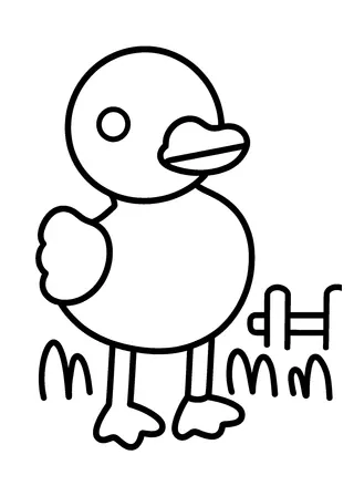 Easy Farm Duck Coloring Page