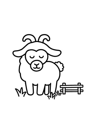 Easy Farm Goat Coloring Page