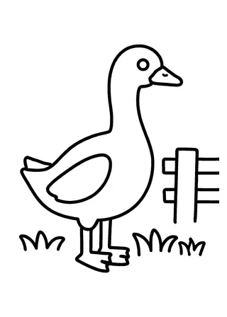 Easy Farm Goose Coloring Page