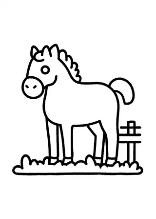 Easy Farm Horse Coloring Page