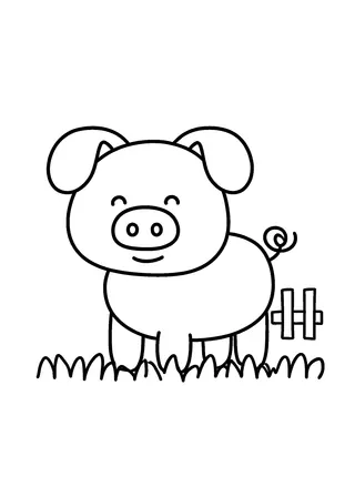 Easy Farm Pig Coloring Page