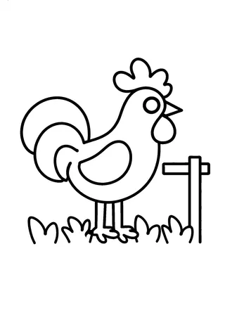 Easy Farm Rooster Coloring Page