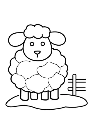 Easy Farm Sheep Coloring Page