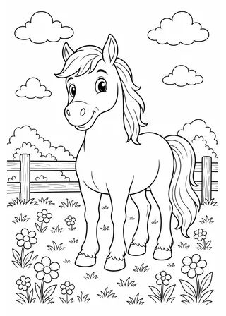 horse coloring page preview
