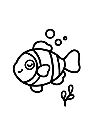Easy Ocean Clownfish Coloring Page
