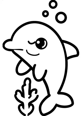 Easy Ocean Dolphin Coloring Page