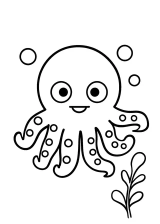 Easy Ocean Octopus Coloring Page