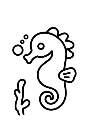 Easy Ocean Seahorse Coloring Page