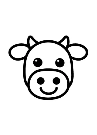 Simple Cow Face Coloring Page