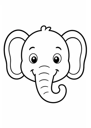 Simple Elephant Face Coloring Page