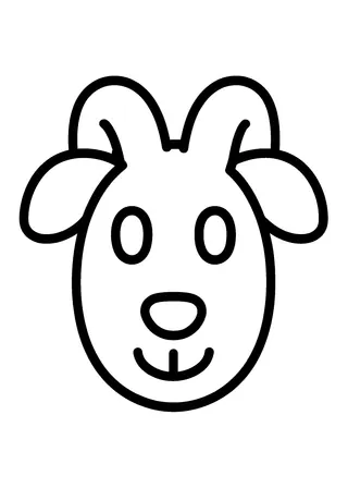 Simple Goat Face Coloring Page