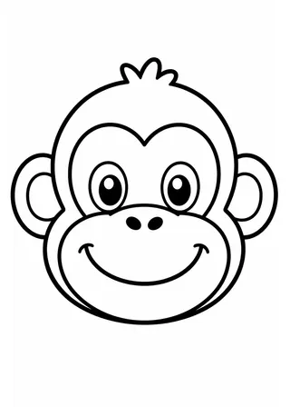 Simple Monkey Face Coloring Page