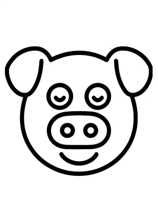Simple Pig Face Coloring Page