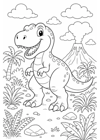t rex coloring page printable black and white coloring page