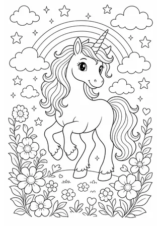 unicorn coloring pages printable black and white coloring page
