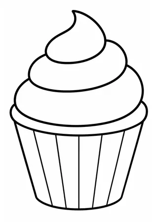 Simple Cupcake Coloring Page