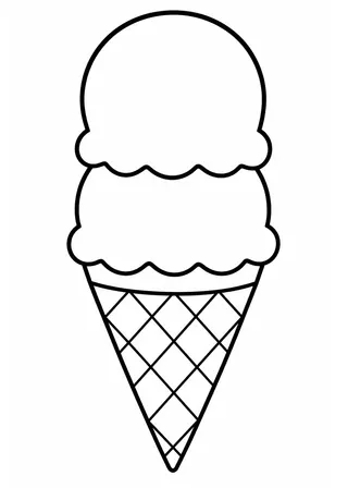 Simple Ice Cream Cone Coloring Page